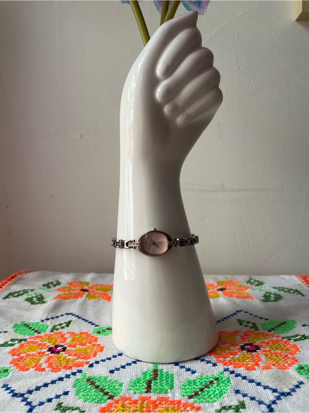 Vintage Guess Watch with Pink Face and Rhinestones